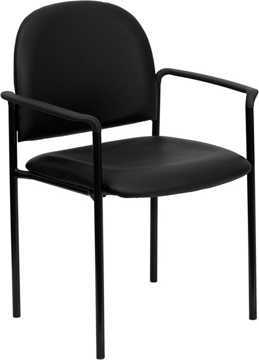 Buy Black Vinyl Comfy Stackable Guest Chairs with Arms OPBT5161