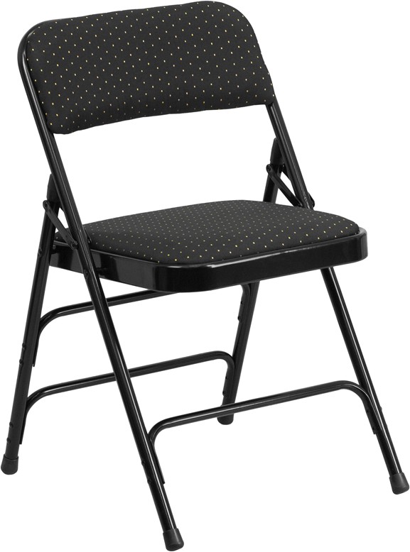 HERCULES SERIES CURVED TRIPLE BRACED & QUAD HINGED FABRIC UPHOLSTERED METAL FOLDING CHAIR
