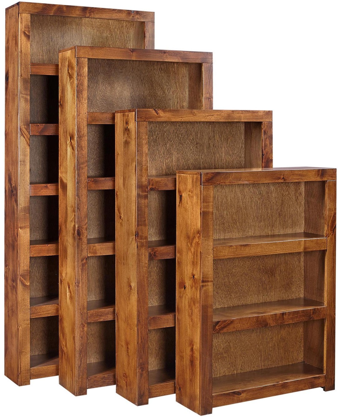 Contemporary Alder Bookcase by Aspenhome, 4 Sizes, Fruitwood