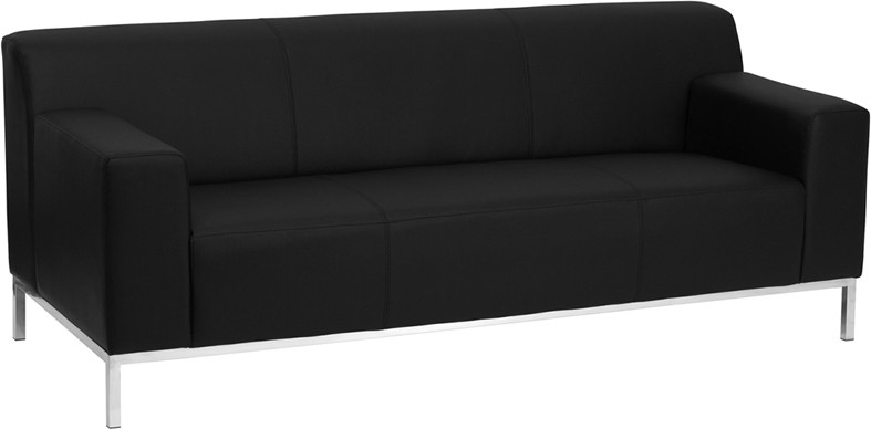 Contemporary Black Leather Sofa