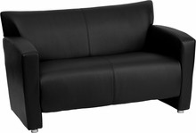 Black Bonded Leather Loveseat