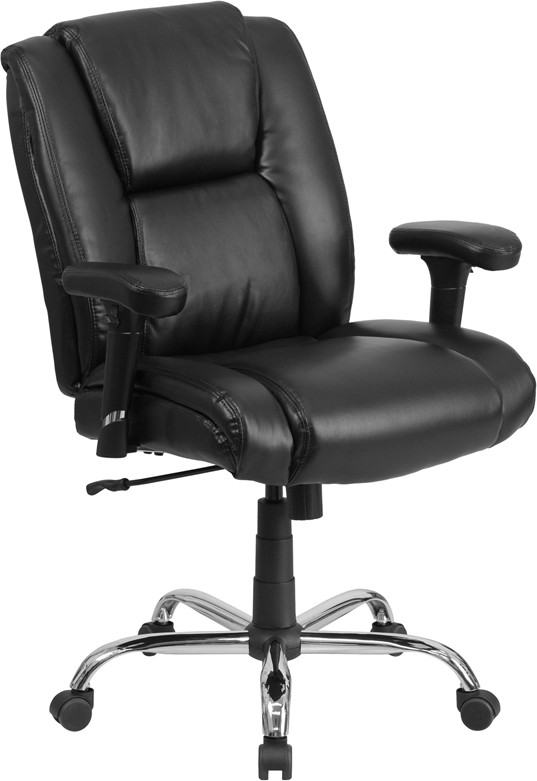 HERCULES Series 400 lb. Capacity Big & Tall Black Leather Task Chair with Height Adjustable Arms
