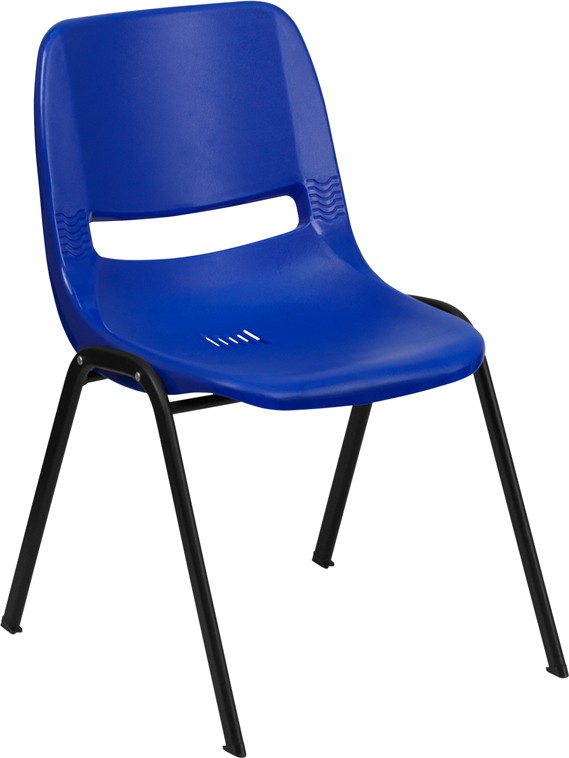 Hercules Series 440 lb. Capacity Navy Ergonomic Shell Stack Chair 12" Seat Height Black Frame