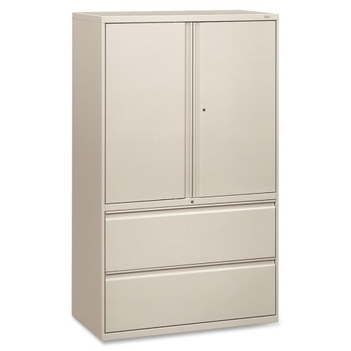 HON Brigade 800 Series 42"W Lateral File with Binder Storage - Light Gray