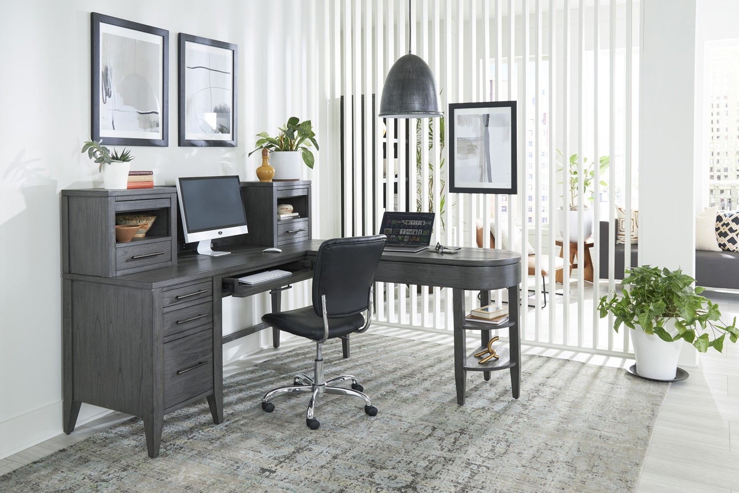 Preston Pedestal Desk, Hutch and Return by Aspenhome