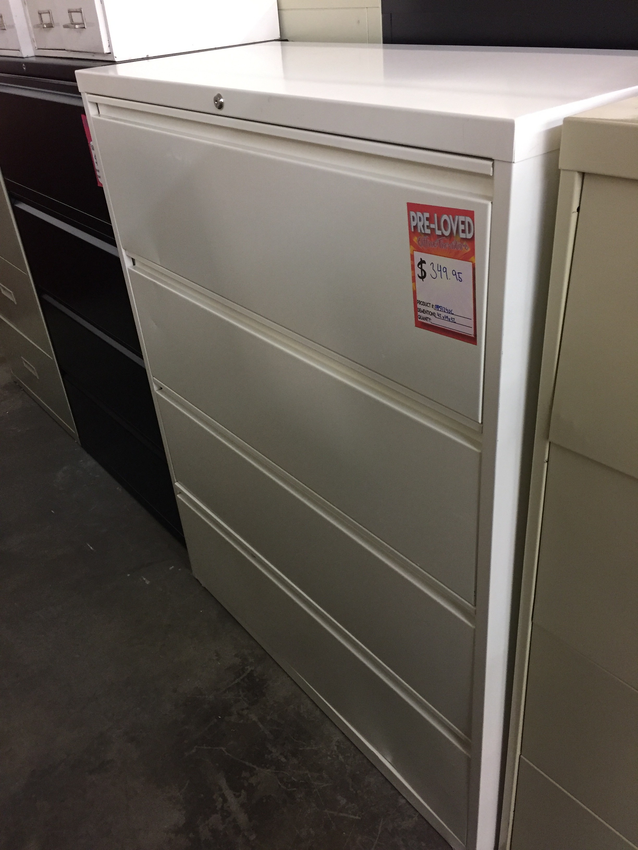 Four Drawer Grey Lateral Filing Cabinet 