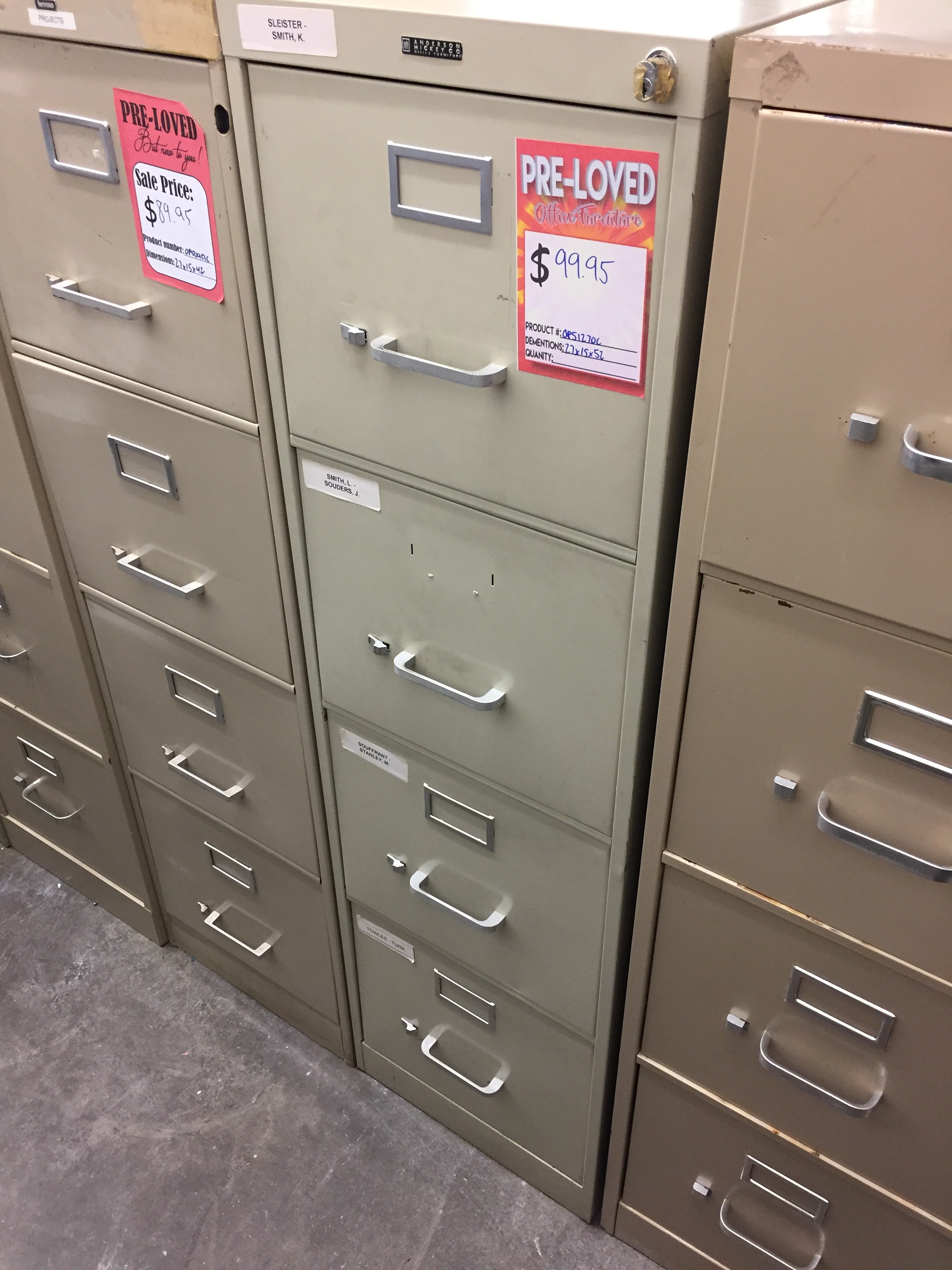 Anderson Hickey Low Sided Filing Cabinet With Four Drawers