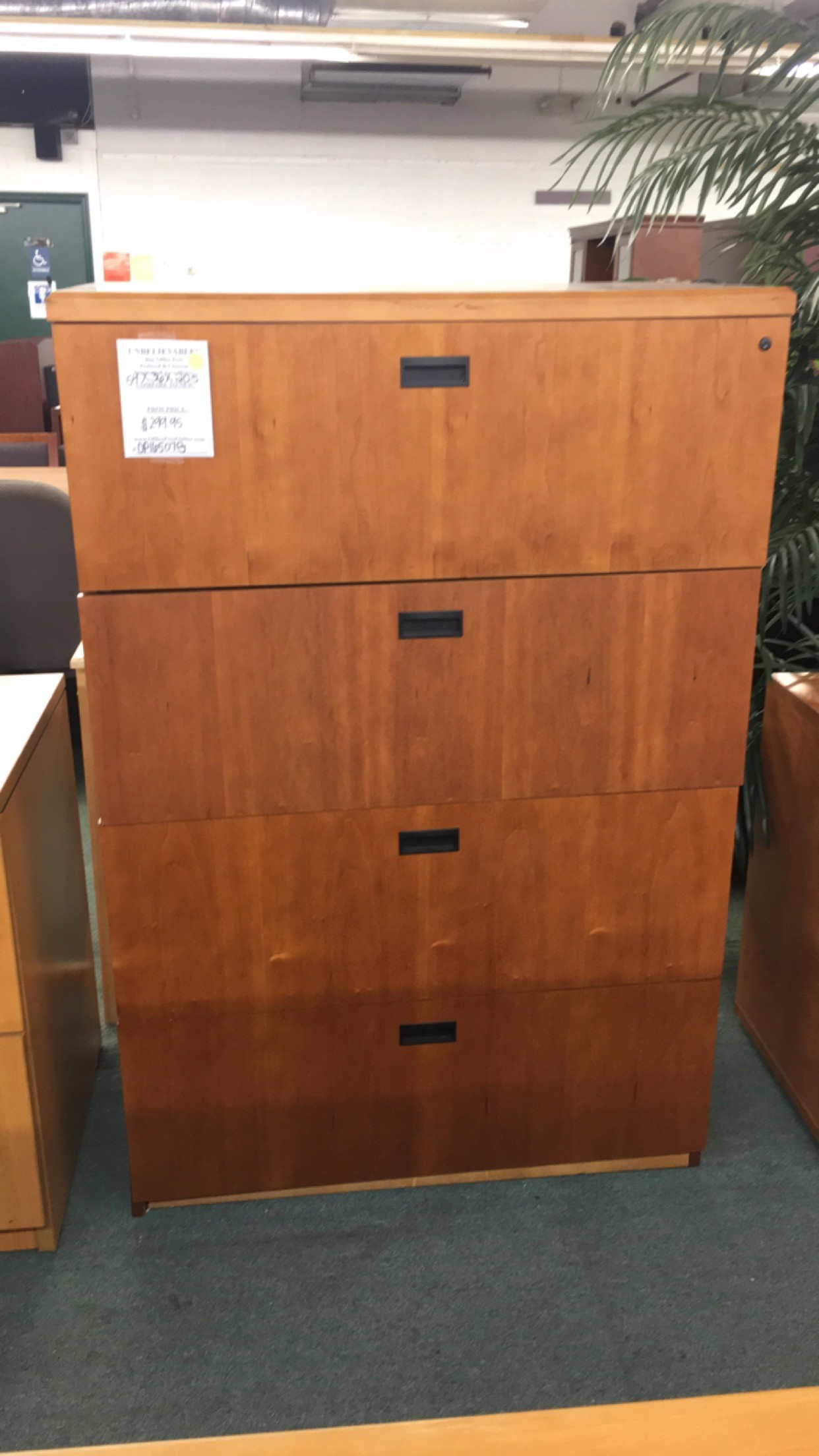 Honey Four Drawer Lateral File Cabinet