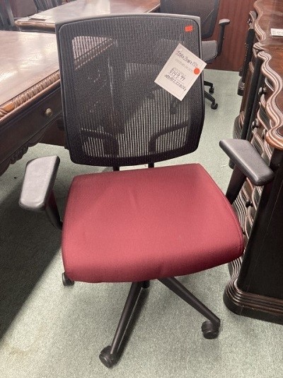 Used Black and Maroon Ergonomic Task Chairs