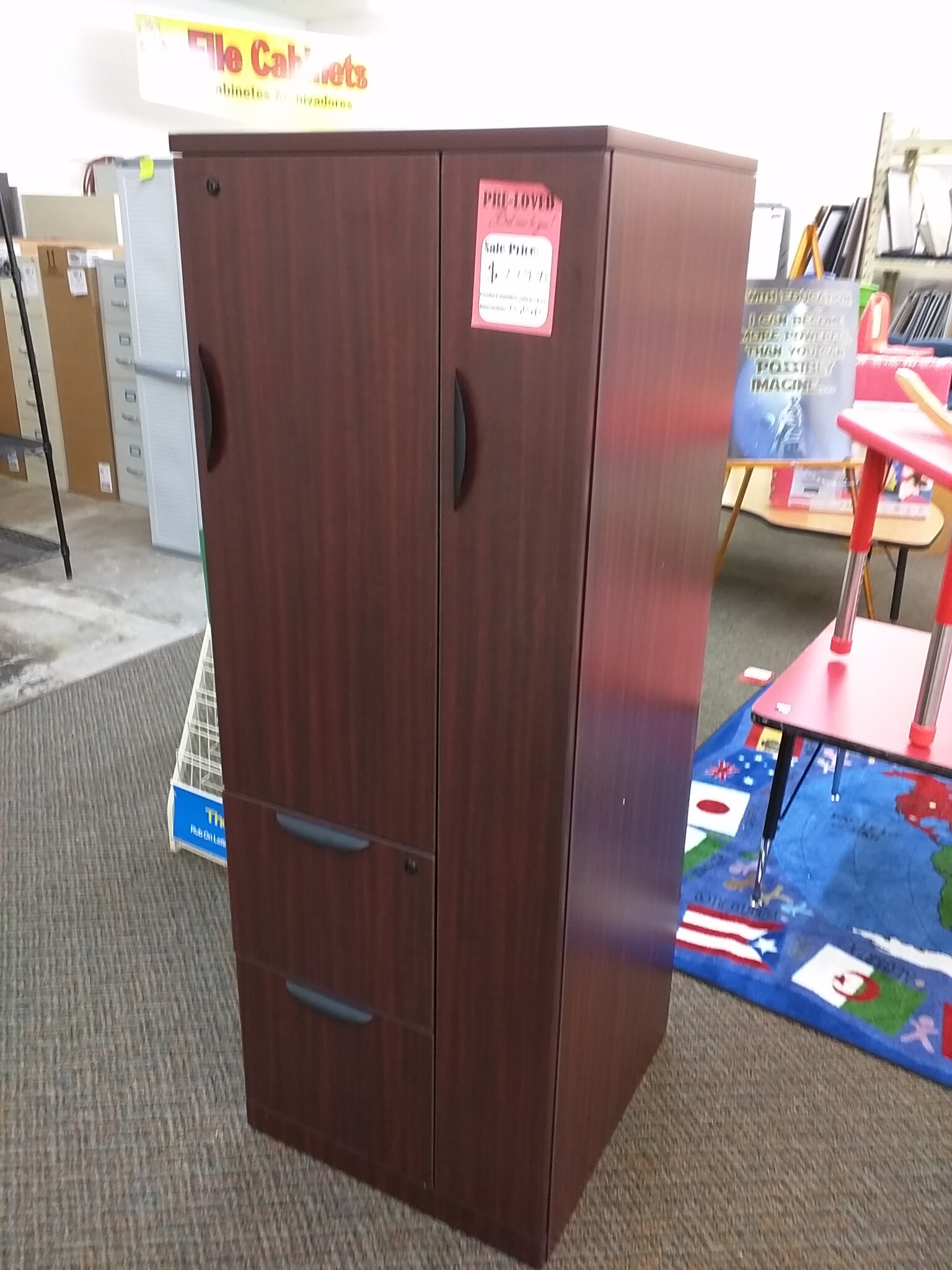 Dual Filing & Storage Laminate Mahogany Finish