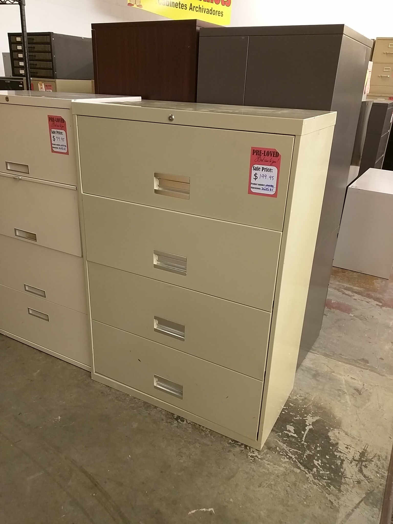 Four Drawer Lateral Filing Cabinet, Putty 