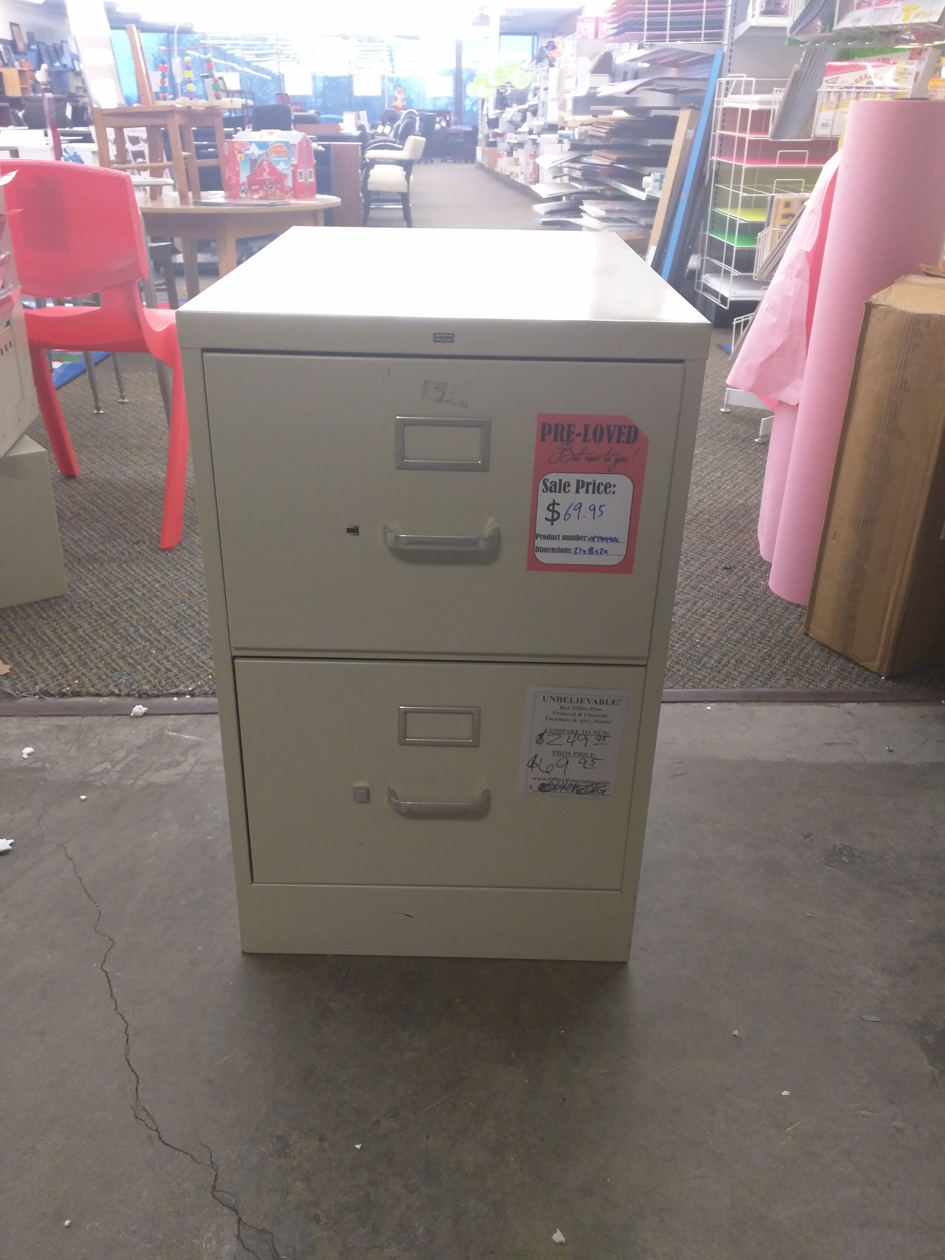 Used Hon Brand 2 Drawer Office Filing Cabinet 