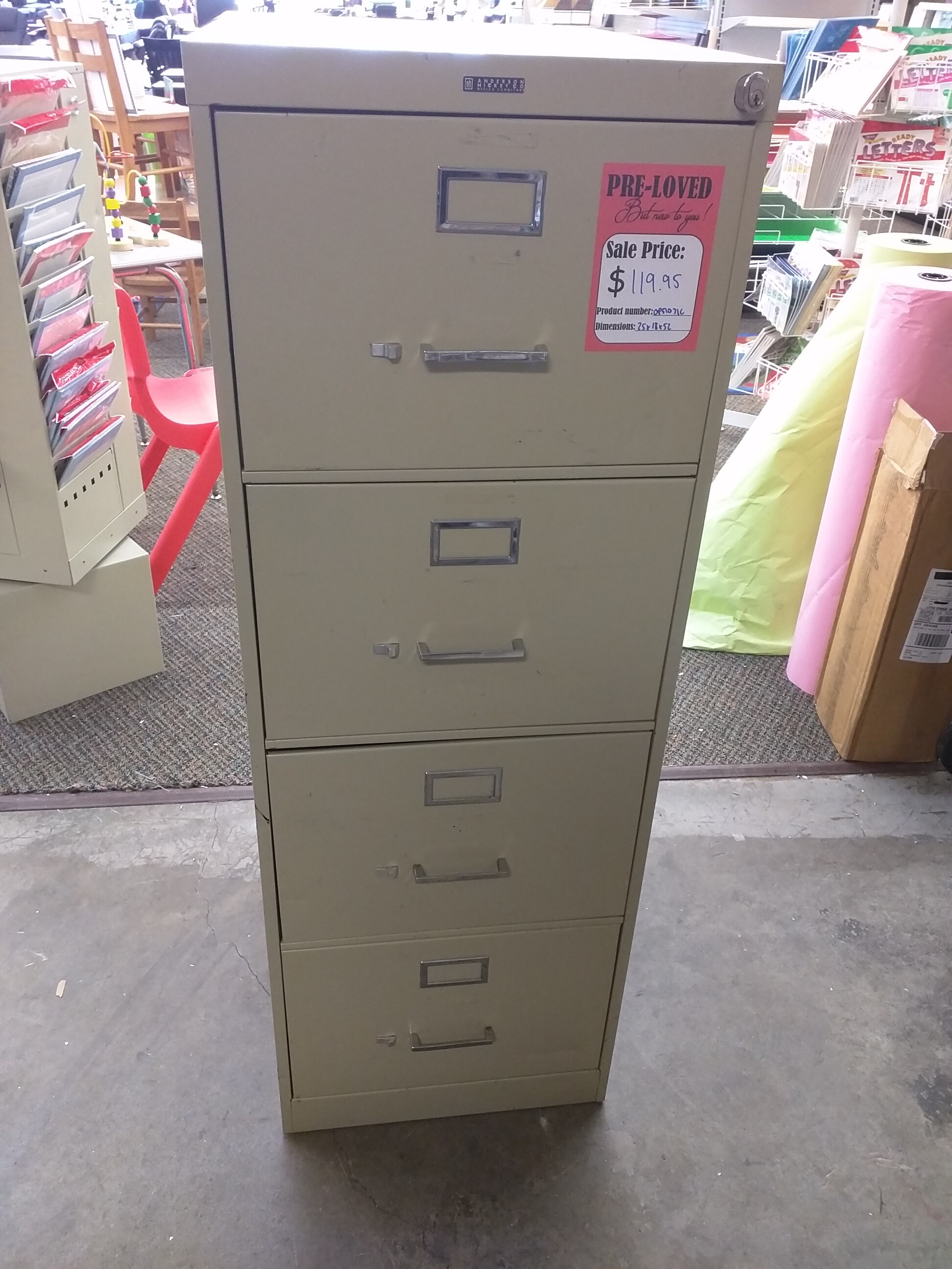 Anderson Hickey Letter-Sized Four Drawer Filing Cabinet 