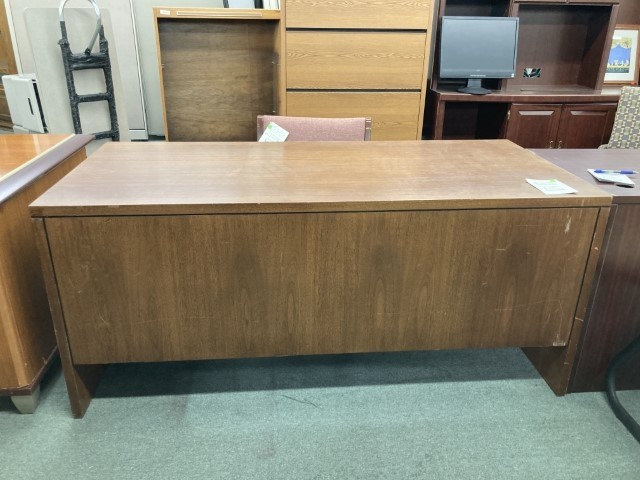 Used Walnut Finish Single Pedestal Desk