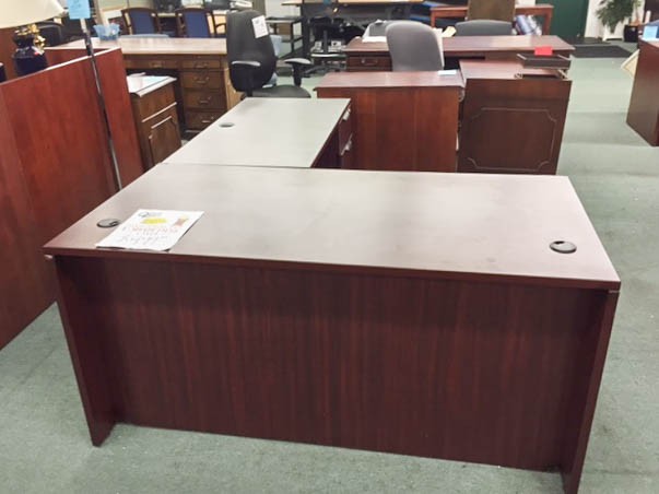 Performance Laminate L-Shape Executive Office Desk-2 Sets of Drawers