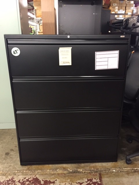 Alera 42 Inch Four Drawer Black Lateral File Cabinet