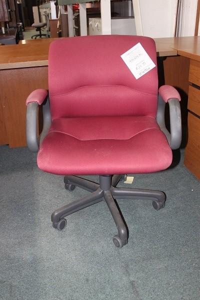 Burgundy Steelcase Swivel Office Chair