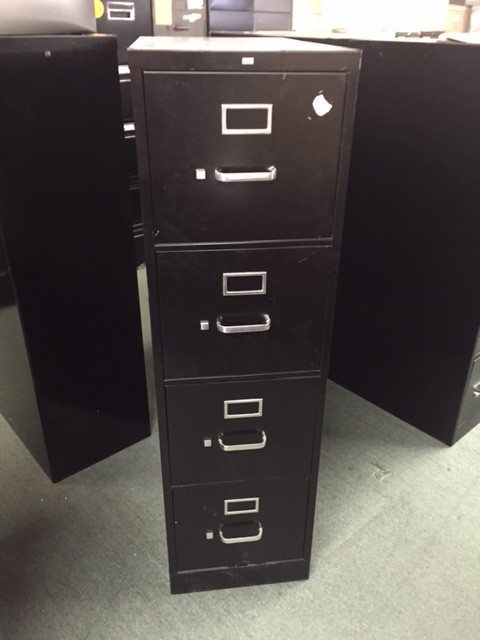 USED Black Four Drawer 26.5" D File Cabinet