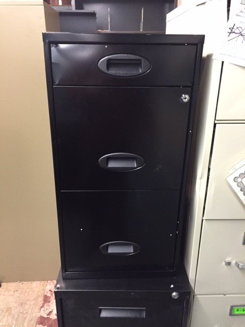 Closeout Black Three Drawer 18"D  File Cabinet