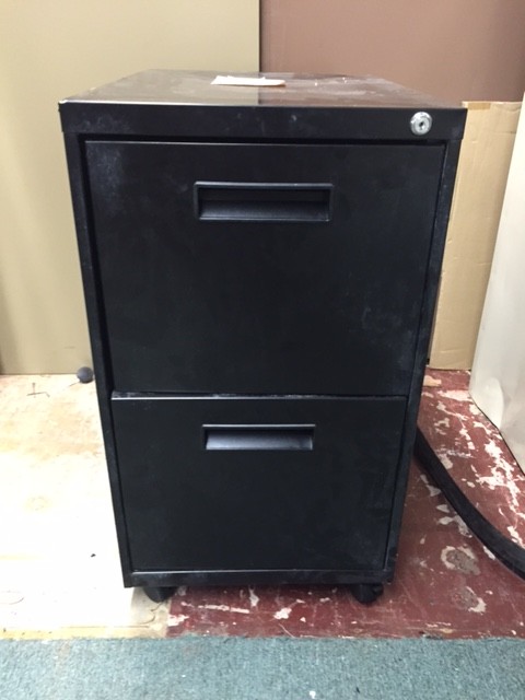 Closeout Mobile Black Two Drawer 23"D  File Cabinet