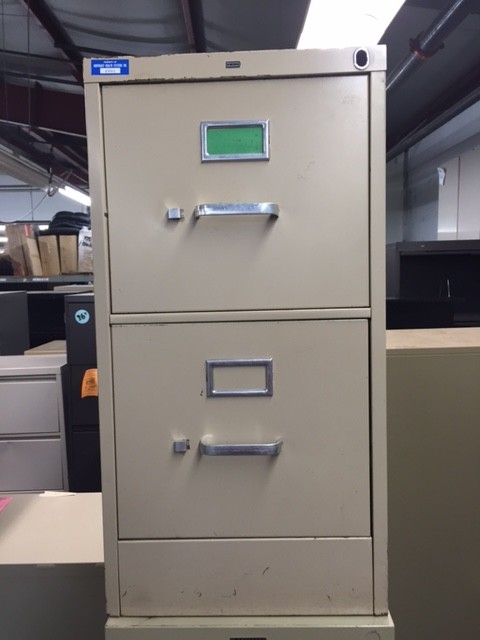 Used Tan Two Drawer 26.5"D  File Cabinet