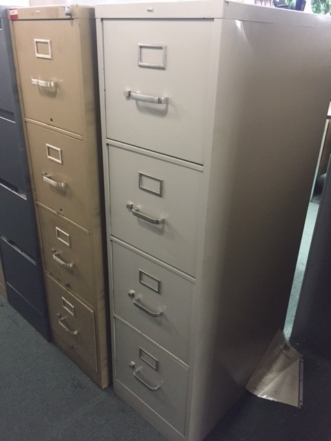 Putty Finish Four Drawer Filing Cabinet