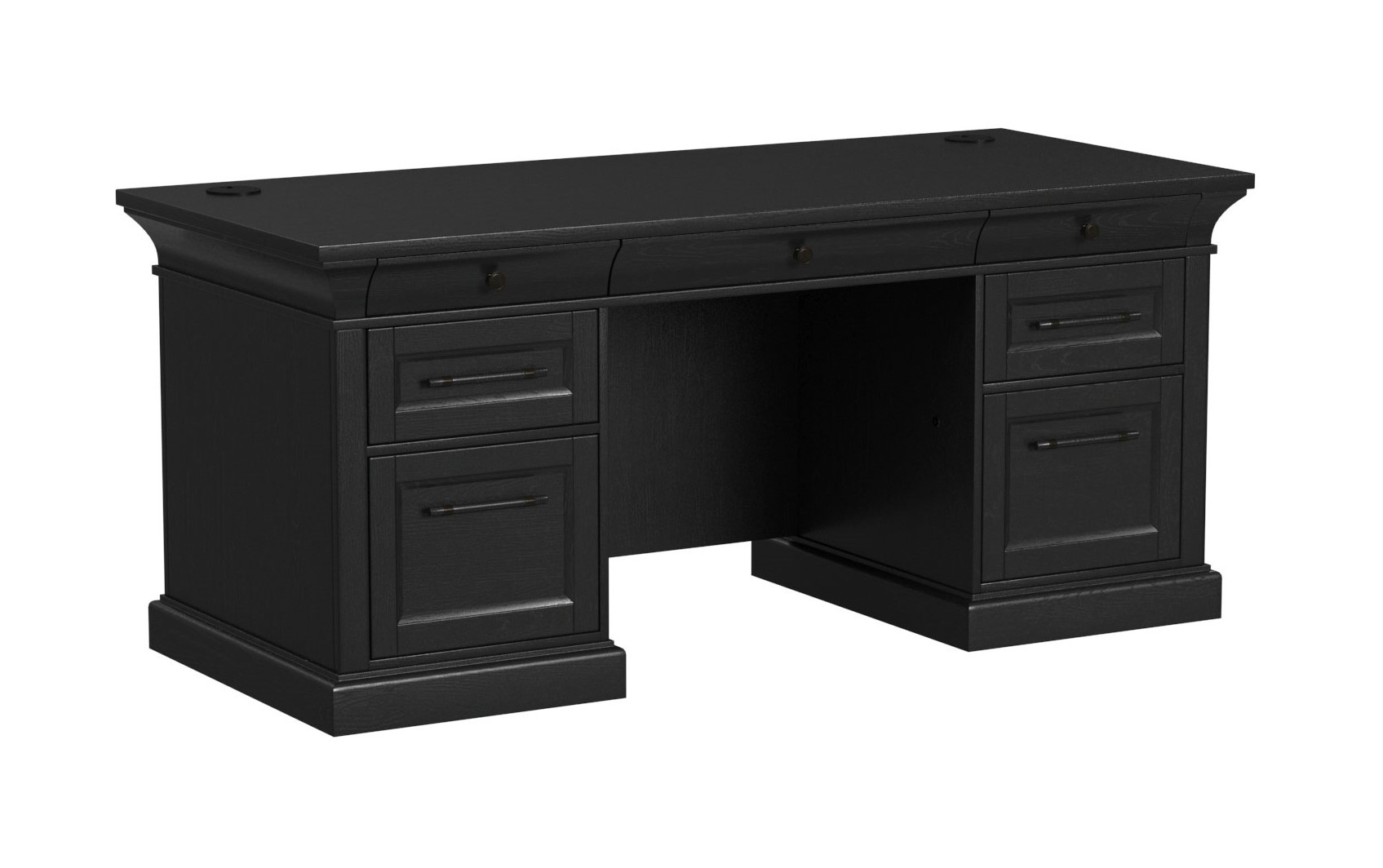Willow Lane 68″ W Double Pedestal Desk by Martin, Ebony Black