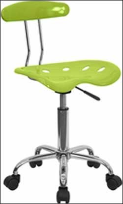 Vibrant Apple Green And Chrome Computer Task Chair with Tractor Seat 