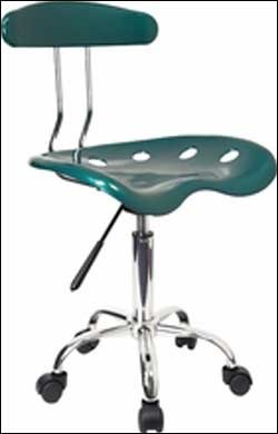 Vibrant Green And Chrome Computer Task Chair with Tractor Seat 