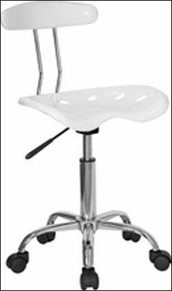 Vibrant White And Chrome Computer Task Chair with Tractor Seat 