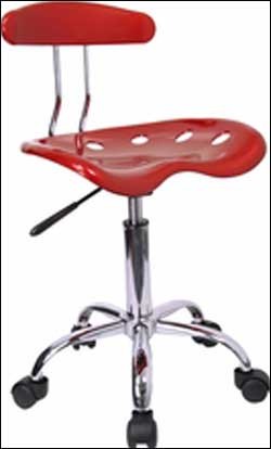 Vibrant Wine Red And Chrome Computer Task Chair with Tractor Seat 