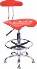 Vibrant Red and Chrome Drafting Stool with Tractor Seat