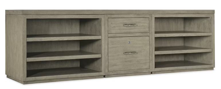 Hooker Furniture Home Office Linville Falls 96" Credenza with Small File and 2 Open Shelf Units