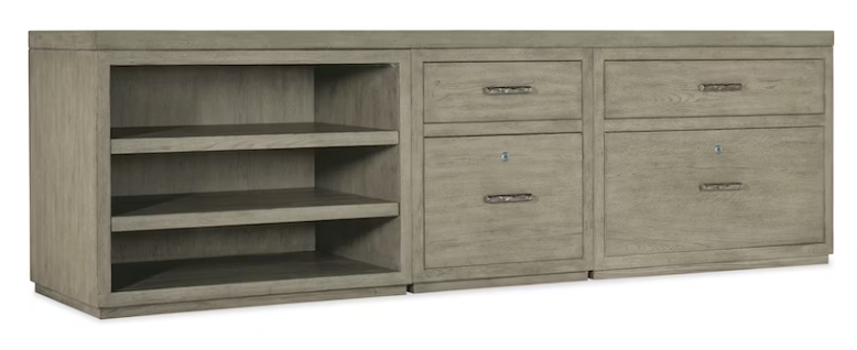 Hooker Furniture Home Office Linville Falls Credenza - 96in Top-Small File-Lateral File and Open 