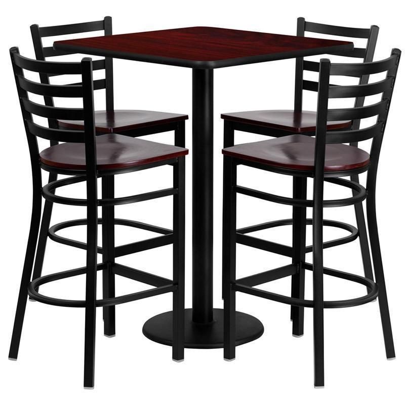 Square 30" Bar Height Table W/4 Bar Stools