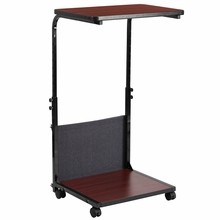 Mobile Sit-Down, Stand-Up Mahogany Computer Desk with Removable Pouch (Adjustable Range 27'' - 46.5'')