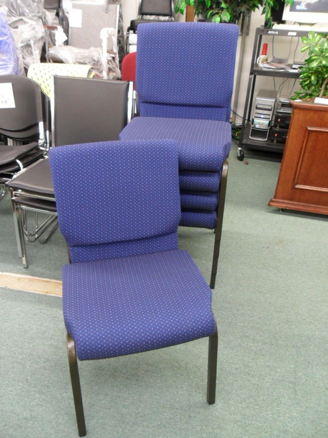 Hercules 18.5 Inch Wide Navy Blue Patterned Fabric Stacking Church Chair