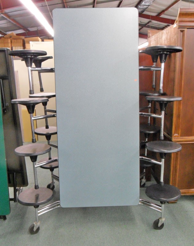 Folding Cafeteria Table with Stool Style Seats