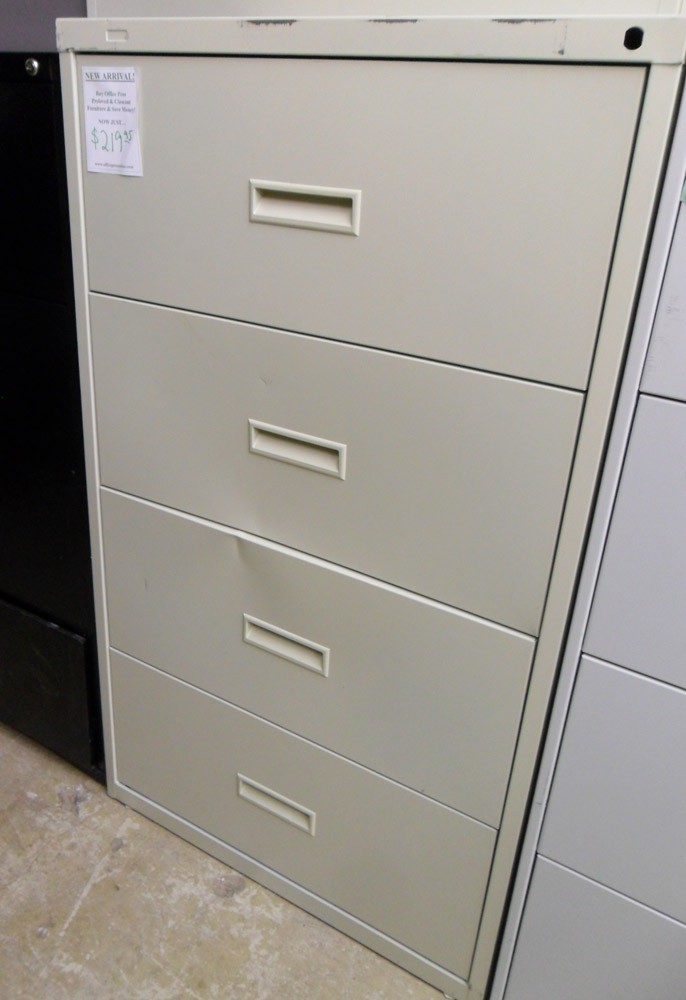 30" Wide File Cabinet Lateral Four Drawer Black