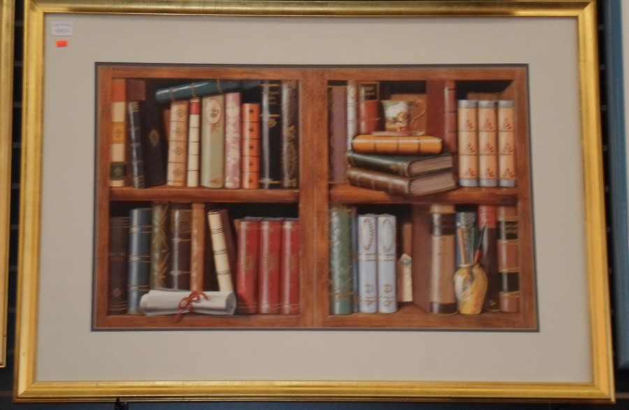 Framed Art Books on Shelves