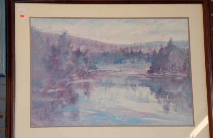 Framed Art - Watercolor in Blues & Shades of Burgundy