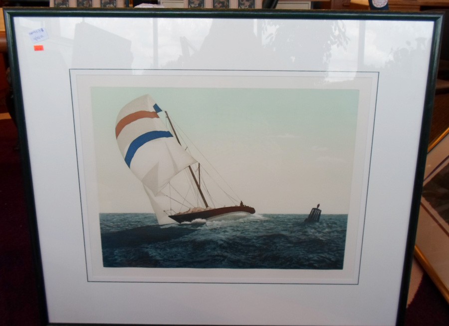 **** S O L D Framed Art - Sailing on Dark Blue Water