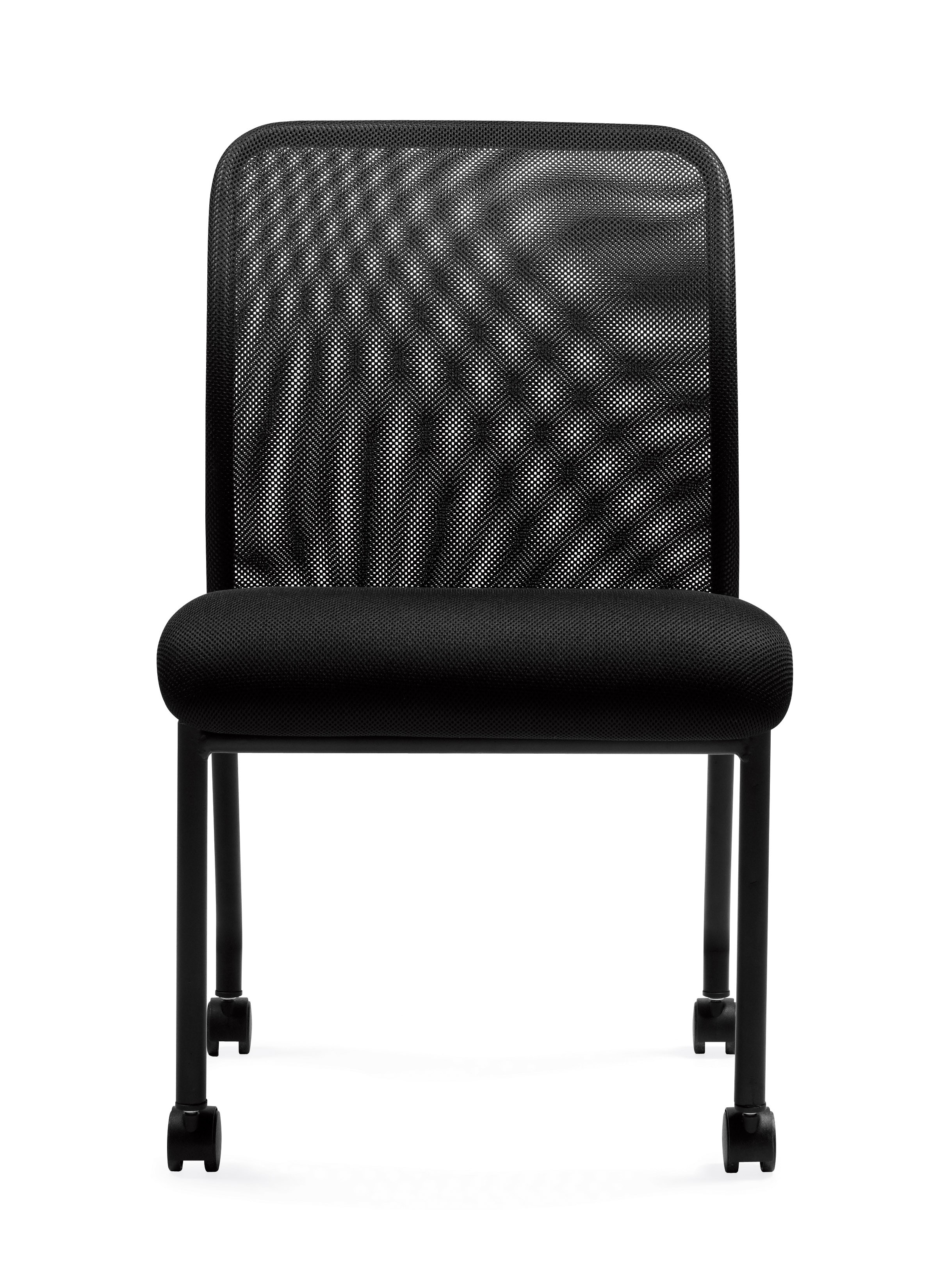 Armless Mesh Back Guest Chair with Casters