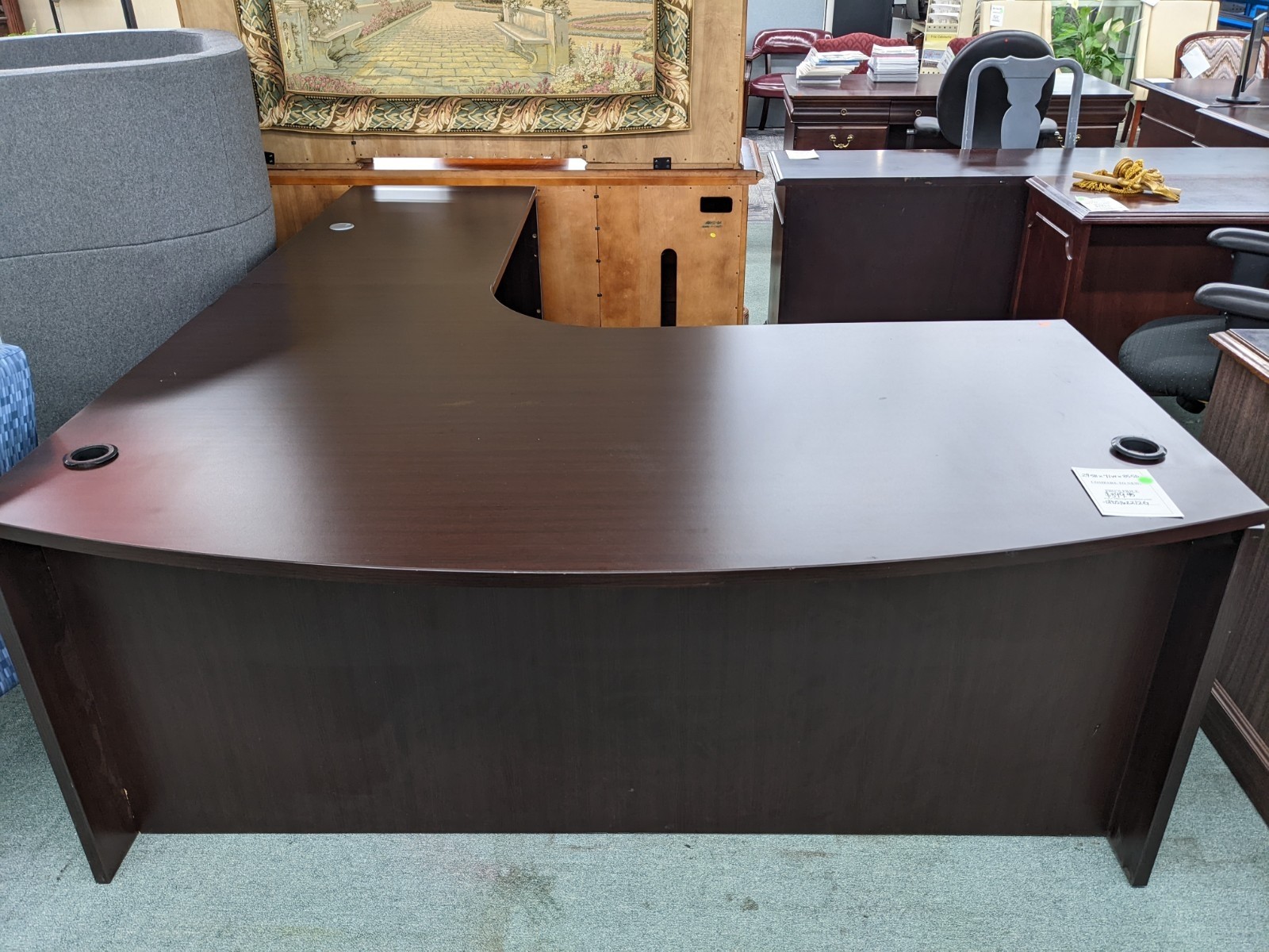 Used Walnut Finish L-Shaped Desk