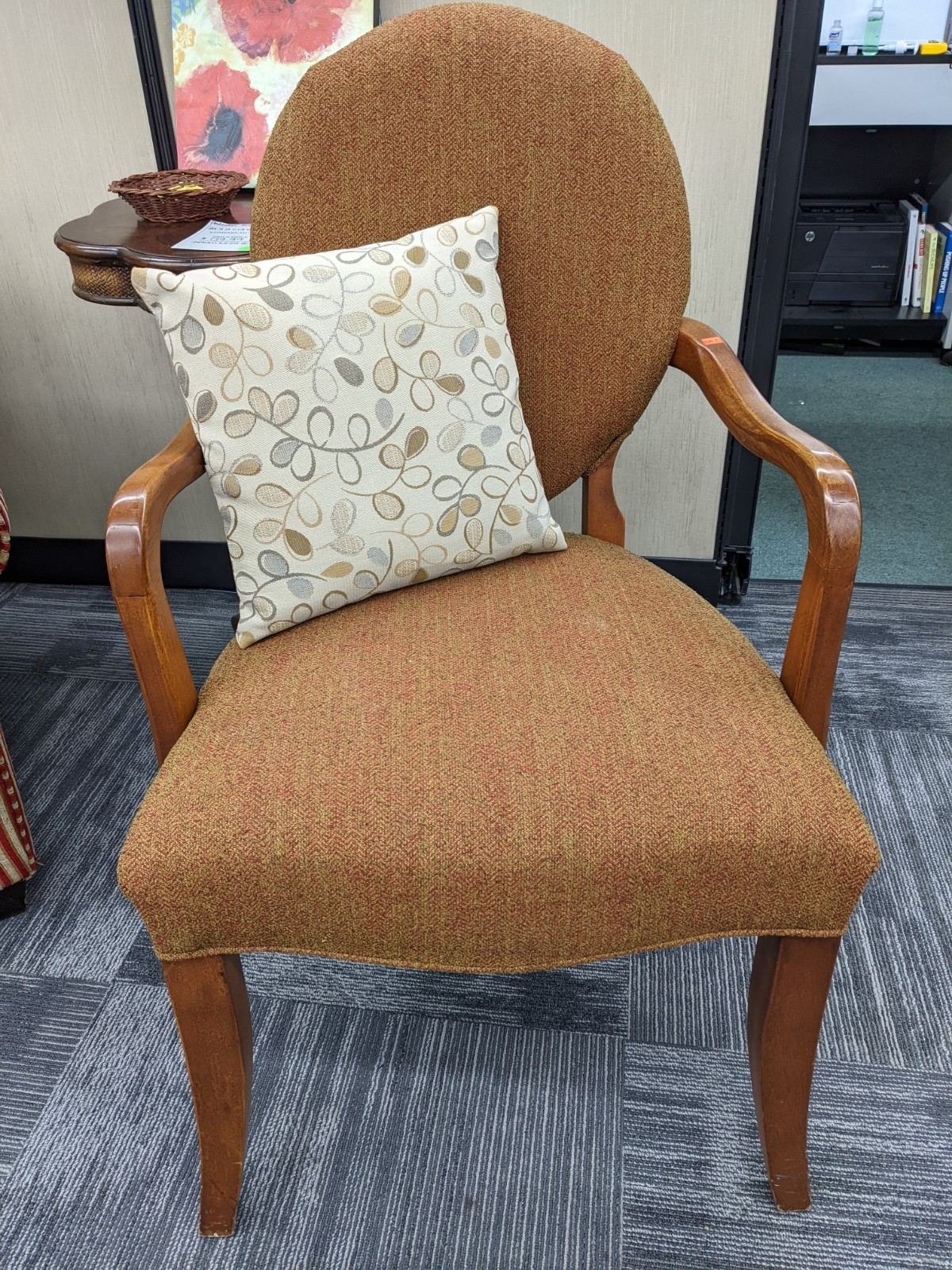 Upholstery and Wood Round Back Armchair Office Pro's
