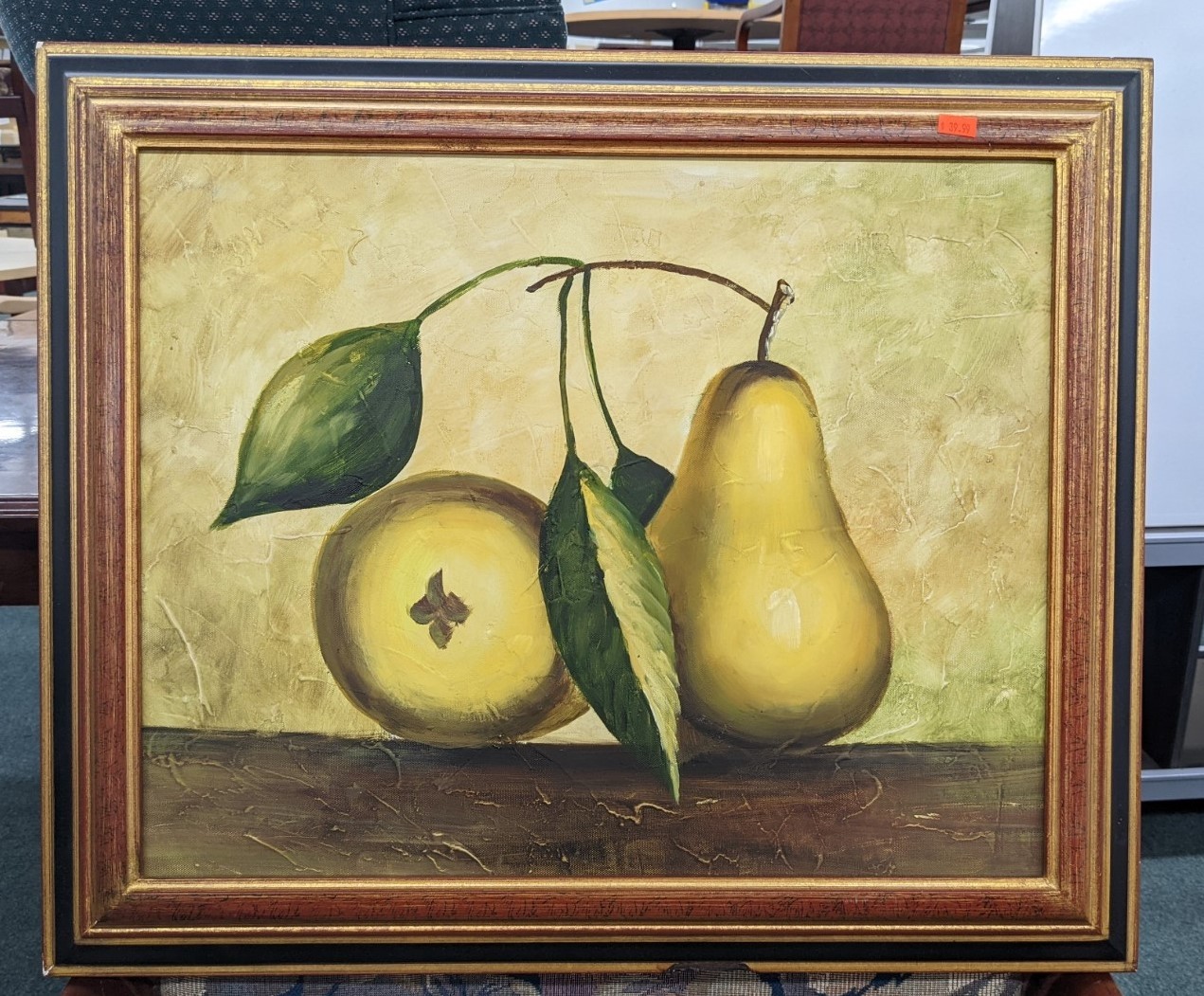 Used Framed Art with Pears on Canvas