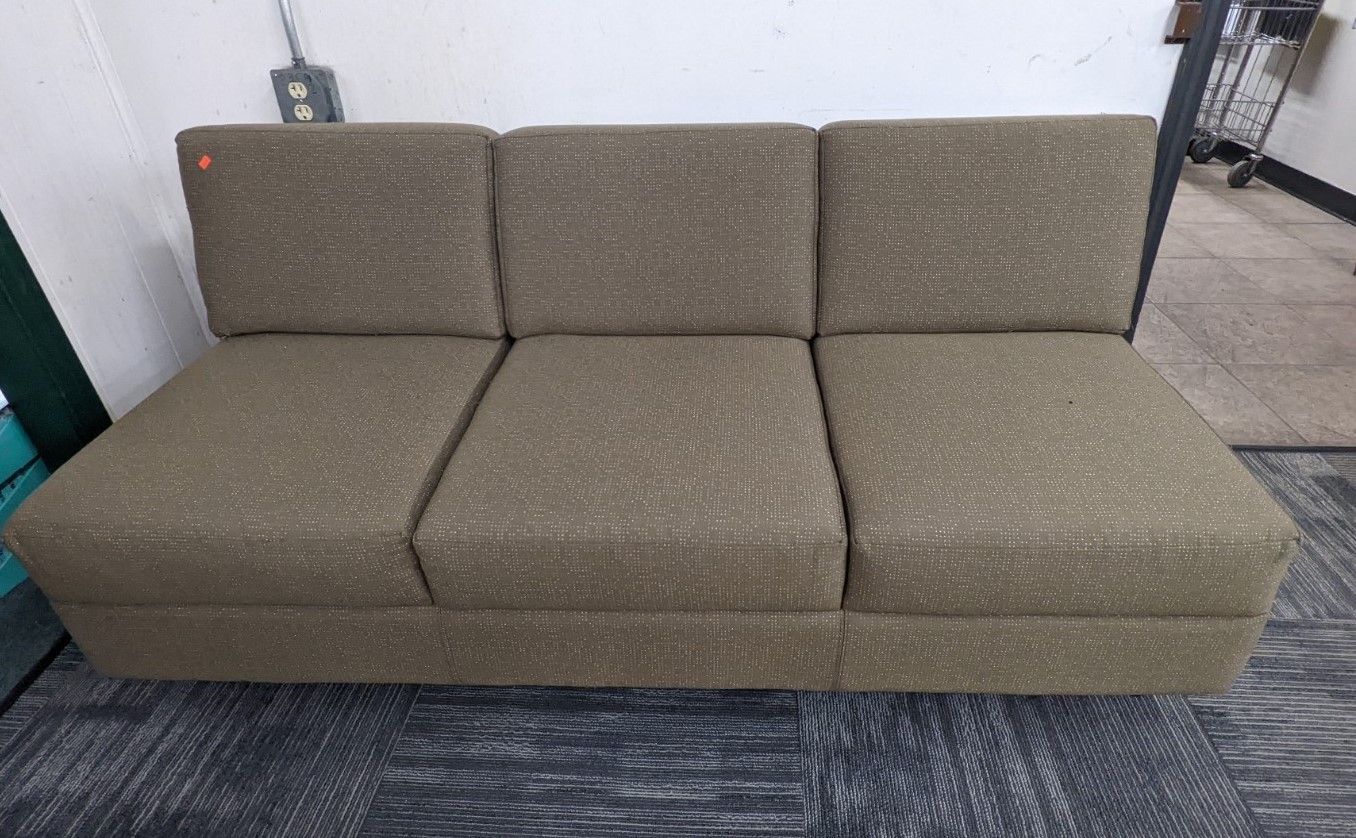 Used Armless Sofa in Sage Green Upholstery