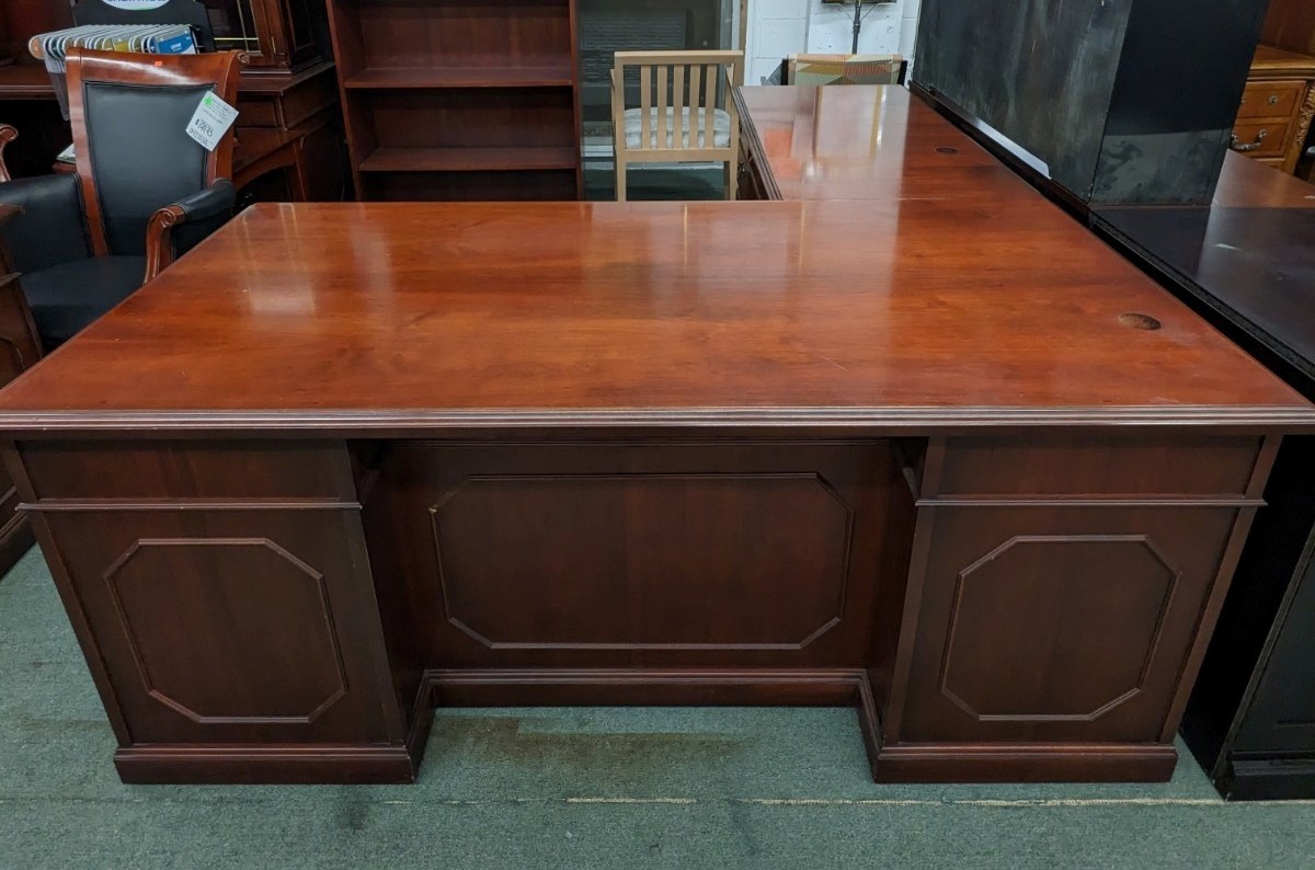 Cherry Finish LShape Desk Office Pro's