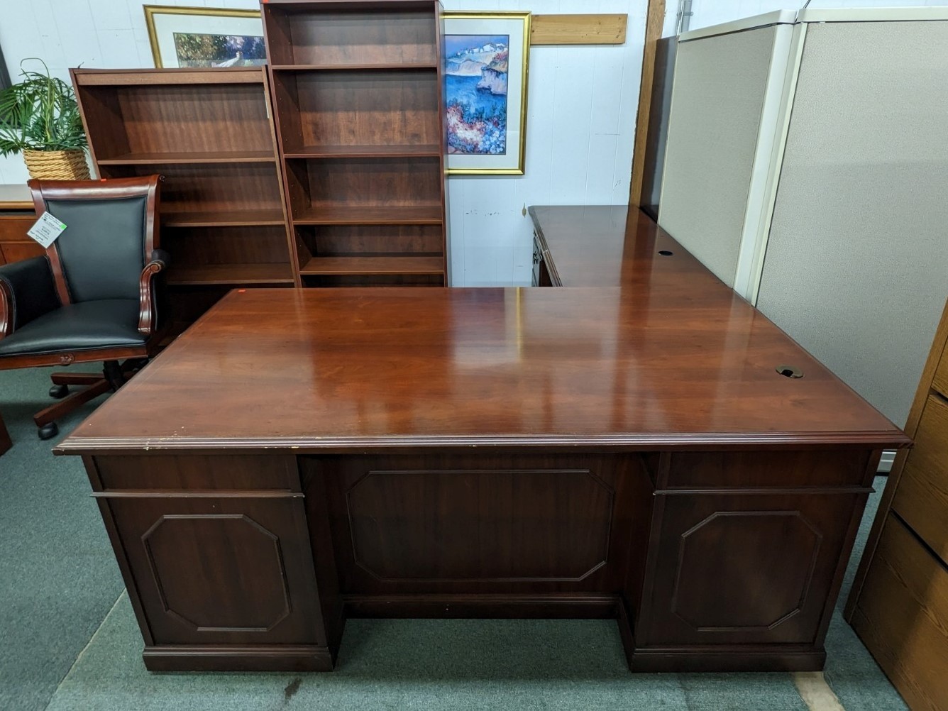 Cherry Finish LShape Desk Office Pro's