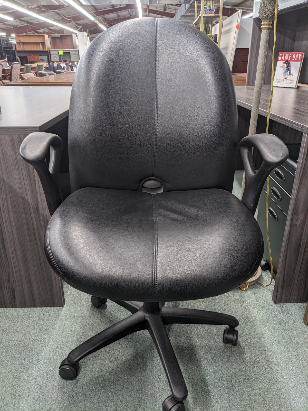 Black Leather Task Chair Office Pro's